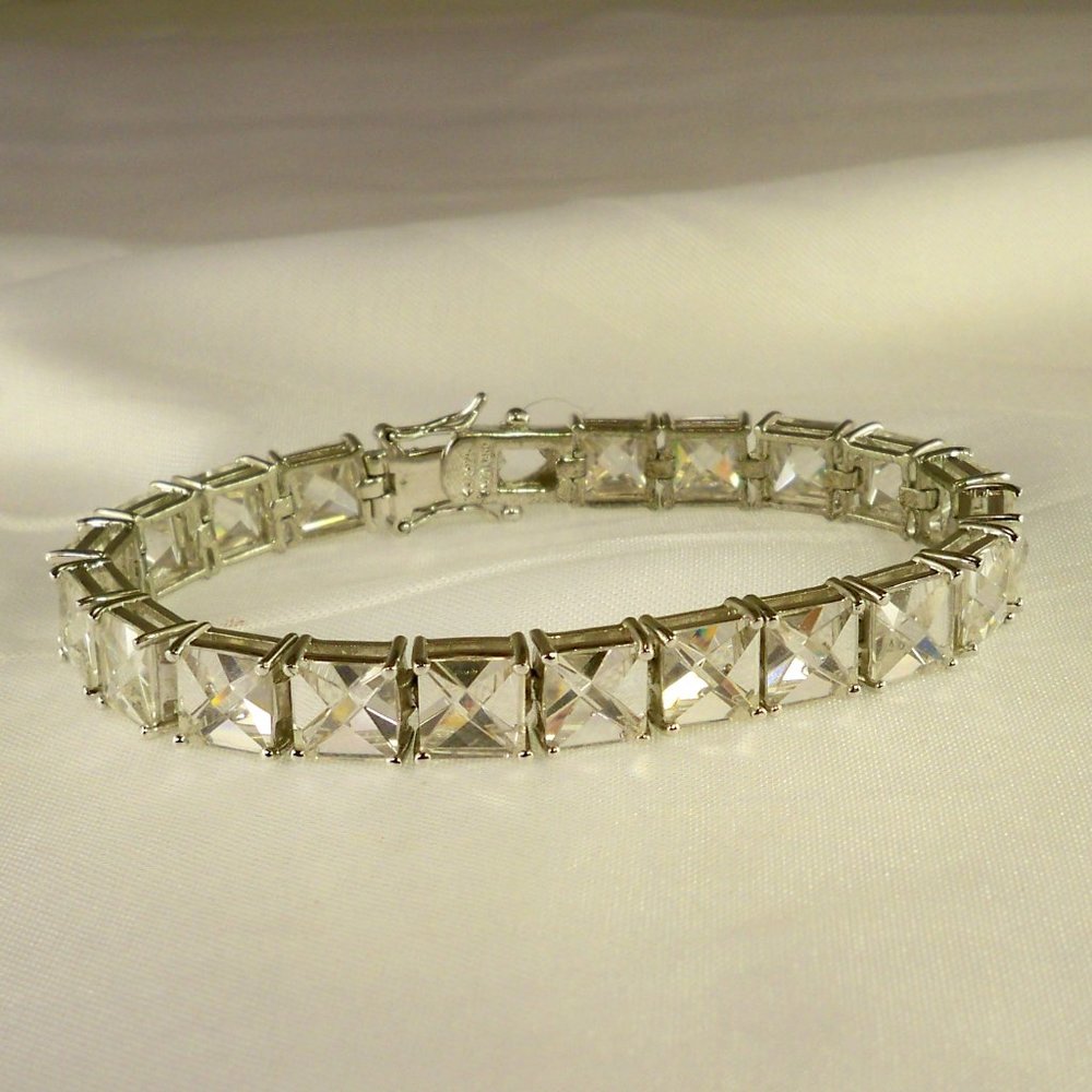 NEW Point Cut Cubic Zirconias Silver DESIGNER Bracelet